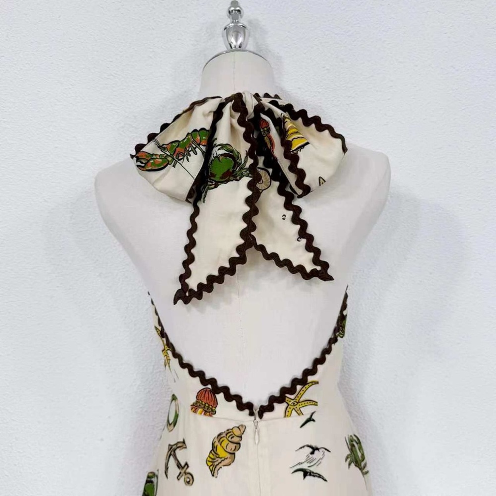 Alemais Cream Halter Maxi Dress with Multicolor Nautical Motif - Picture 9 of 9